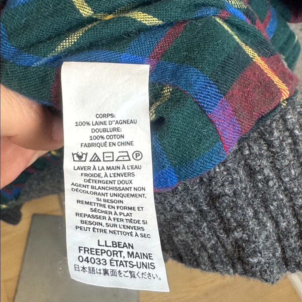 L.L.Bean Lambswool Full Zip Sweater Jacket Gray Plaid Lined XXL - Picture 7 of 12